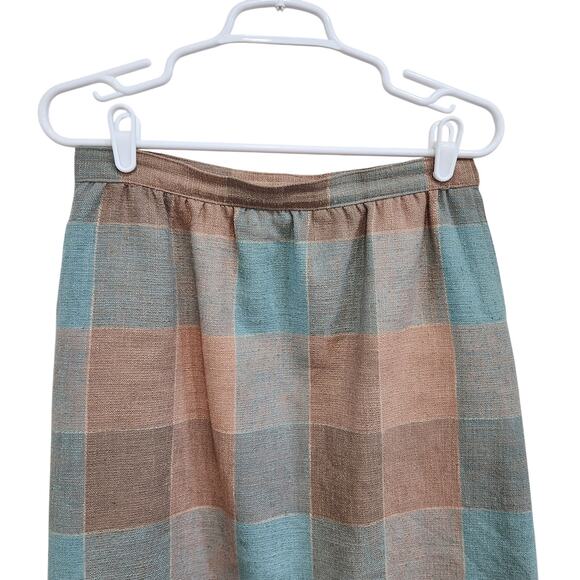 Vintage Weathervane Plaid Midi A-Line Skirt Multicolor With Pockets Size 12 - Picture 3 of 8